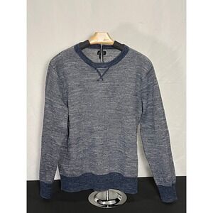 J.Crew Mens Striped Crewneck Sweater Navy Blue White Size M 100% Cotton